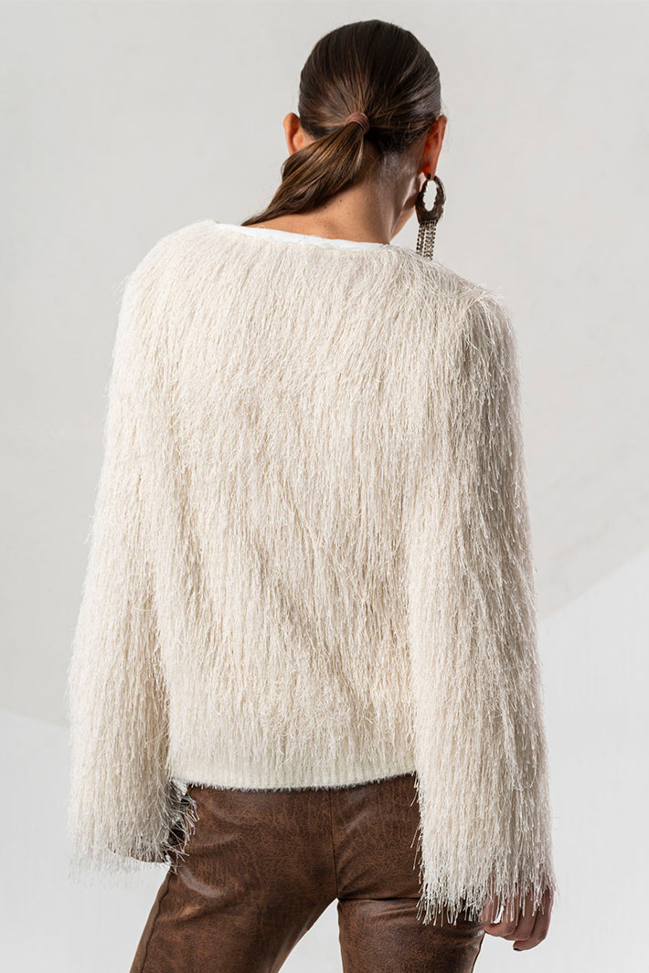 Elisa Cavaletti Cream Eyelash Knit Jumper at Experience Boutique