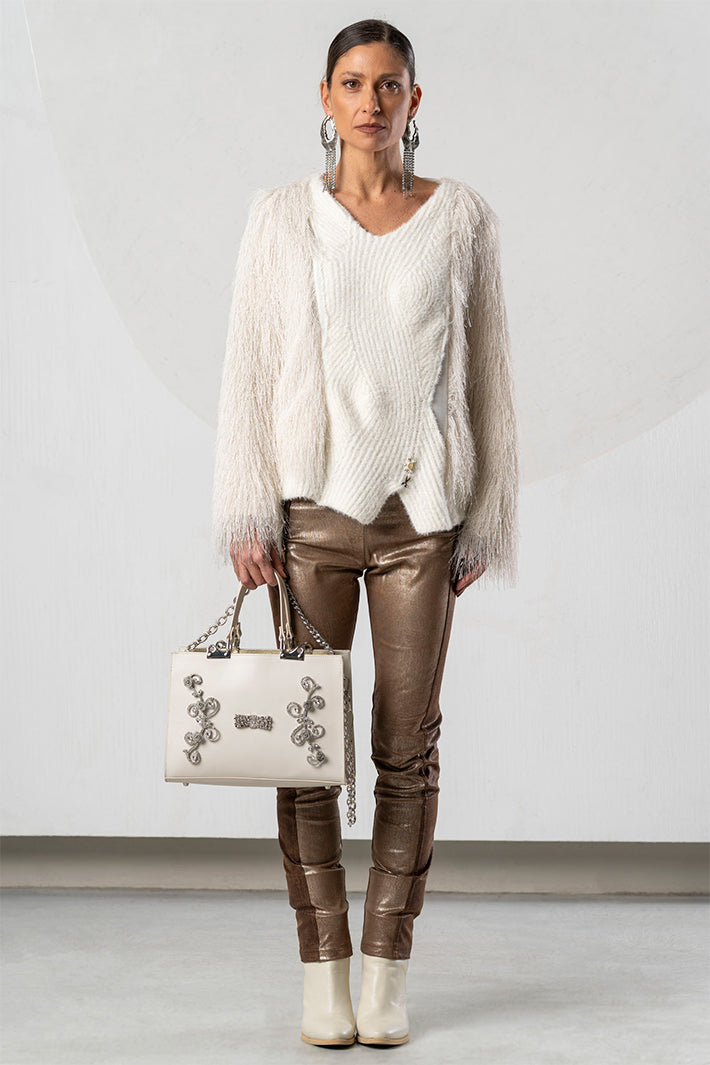 Elisa Cavaletti Cream Eyelash Knit Jumper at Experience Boutique