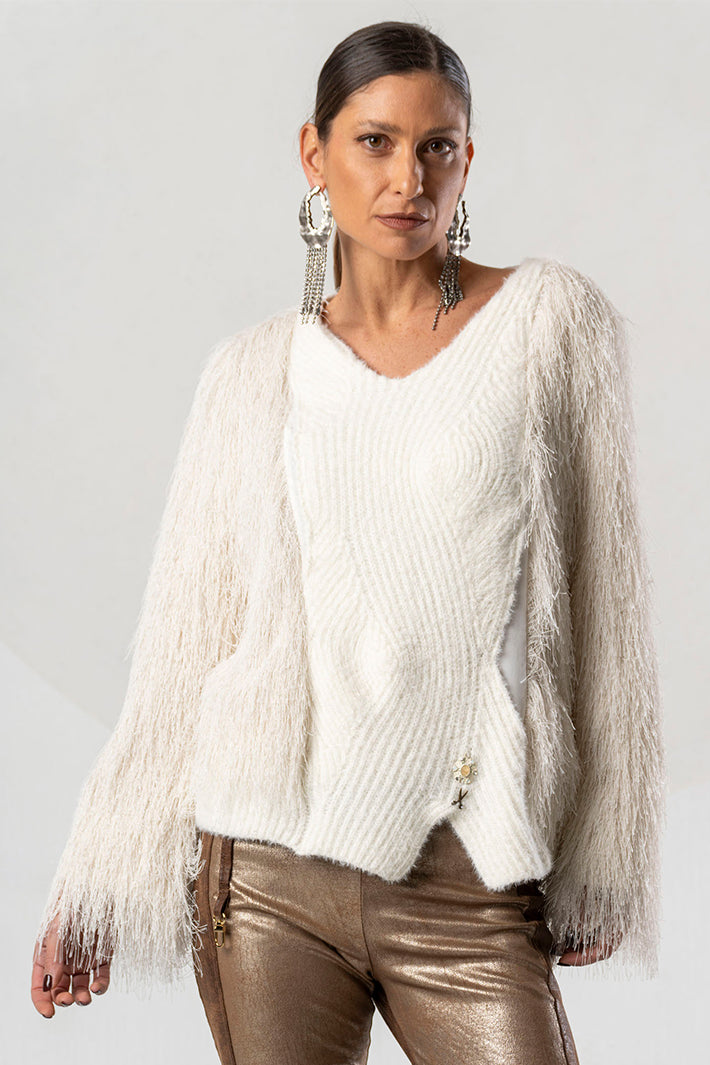 Elisa Cavaletti Cream Eyelash Knit Jumper at Experience Boutique