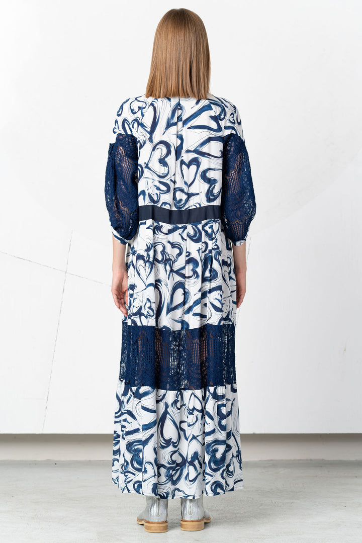 Elisa Cavaletti Dress Navy Heart Print EJP252063105 99461 - Experience Boutique