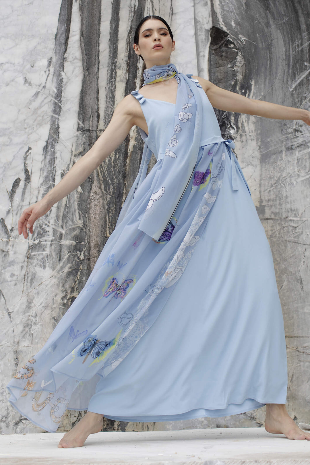 Elisa Cavaletti EJP232090100 Blue Butterfly Print Dress - Experience Boutique
