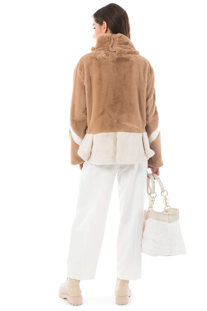 Elisa Cavaletti EJW238021705 07031 Camel Faux Fur Jacket - Experience Boutique