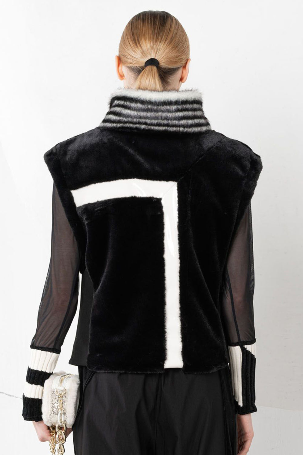 Elisa Cavaletti EJW247019907 Black Faux Fur Gilet - Experience Boutique