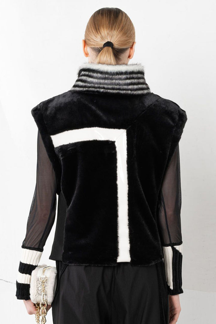 Elisa Cavaletti EJW247019907 Black Faux Fur Gilet - Experience Boutique
