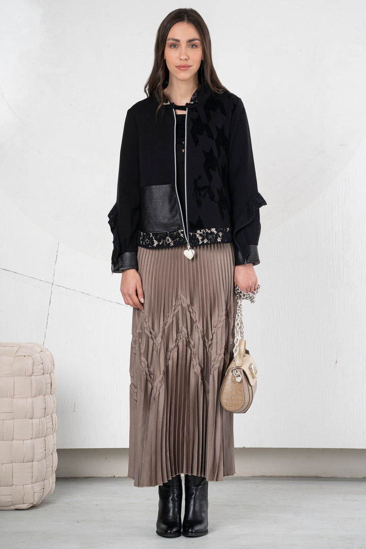 Elisa Cavaletti EJW257020801 Black Dogtooth Print Jacket