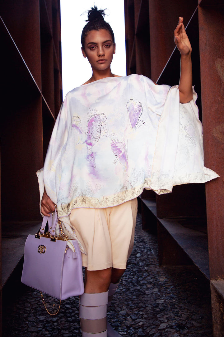 Elisa Cavaletti ELP240866700 Lilac Feather Print Kaftan - Experience Boutique