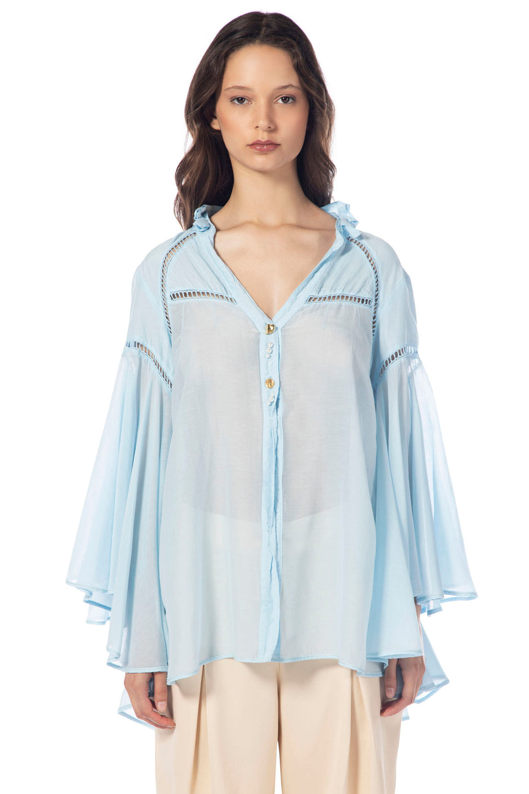 Elisa Cavaletti ELP241039700 16072 Blue Angel Sleeve Shirt - Experience Boutique