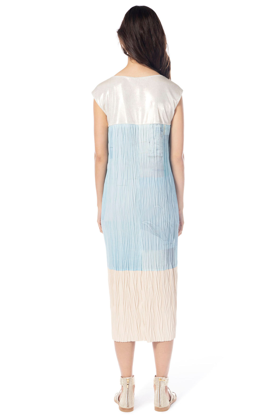 Elisa Cavaletti ELP242033401 Powder Blue Pleated Dress - Experience Boutique