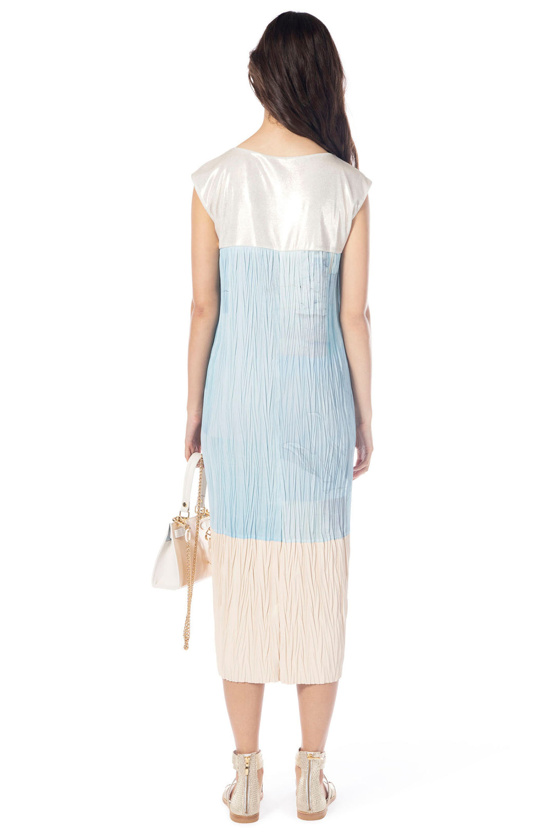 Elisa Cavaletti ELP242033401 Powder Blue Pleated Dress - Experience Boutique