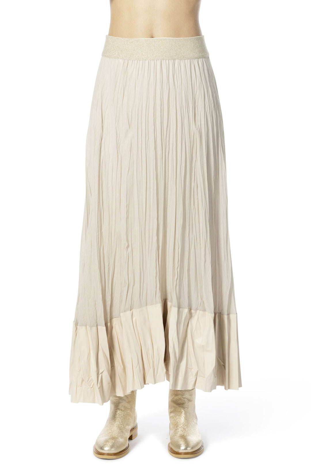 Elisa Cavaletti ELP243033402 04151 Gold Pleat Skirt - Experience Boutique