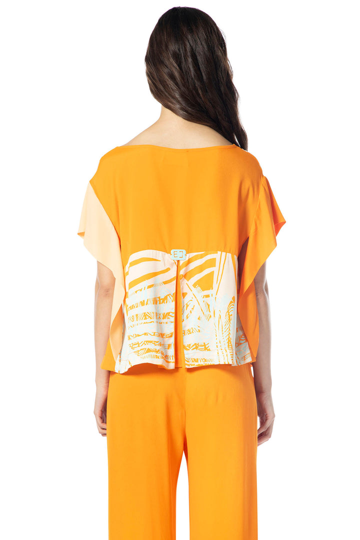 Elisa Cavaletti ELP245012706 Orange Palm Print Top - Experience Boutique