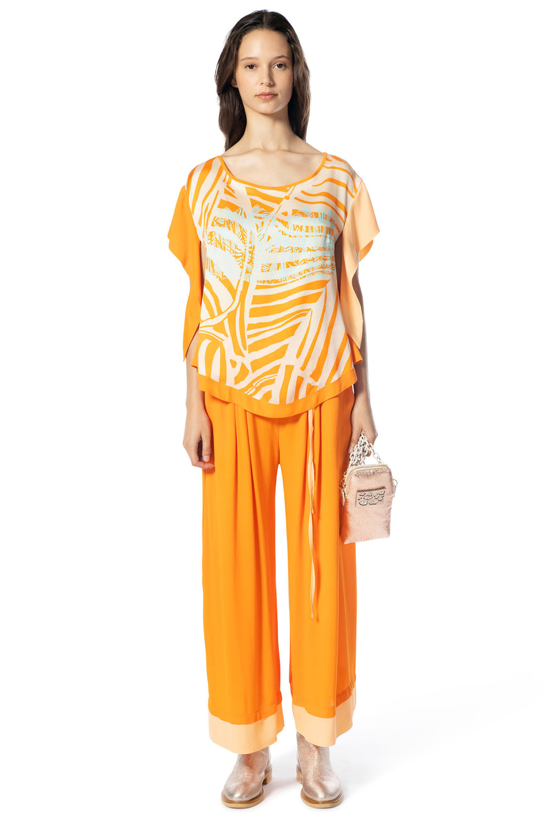 Elisa Cavaletti ELP245012706 Orange Palm Print Top - Experience Boutique