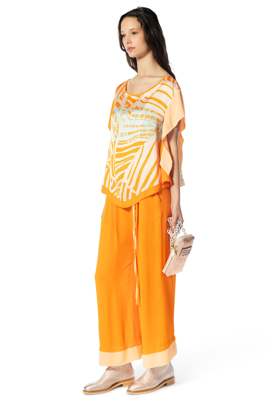 Elisa Cavaletti ELP245012706 Orange Palm Print Top - Experience Boutique