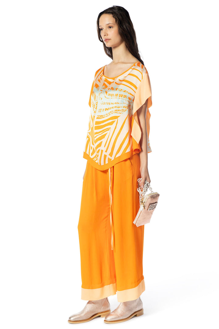 Elisa Cavaletti ELP245012706 Orange Palm Print Top - Experience Boutique
