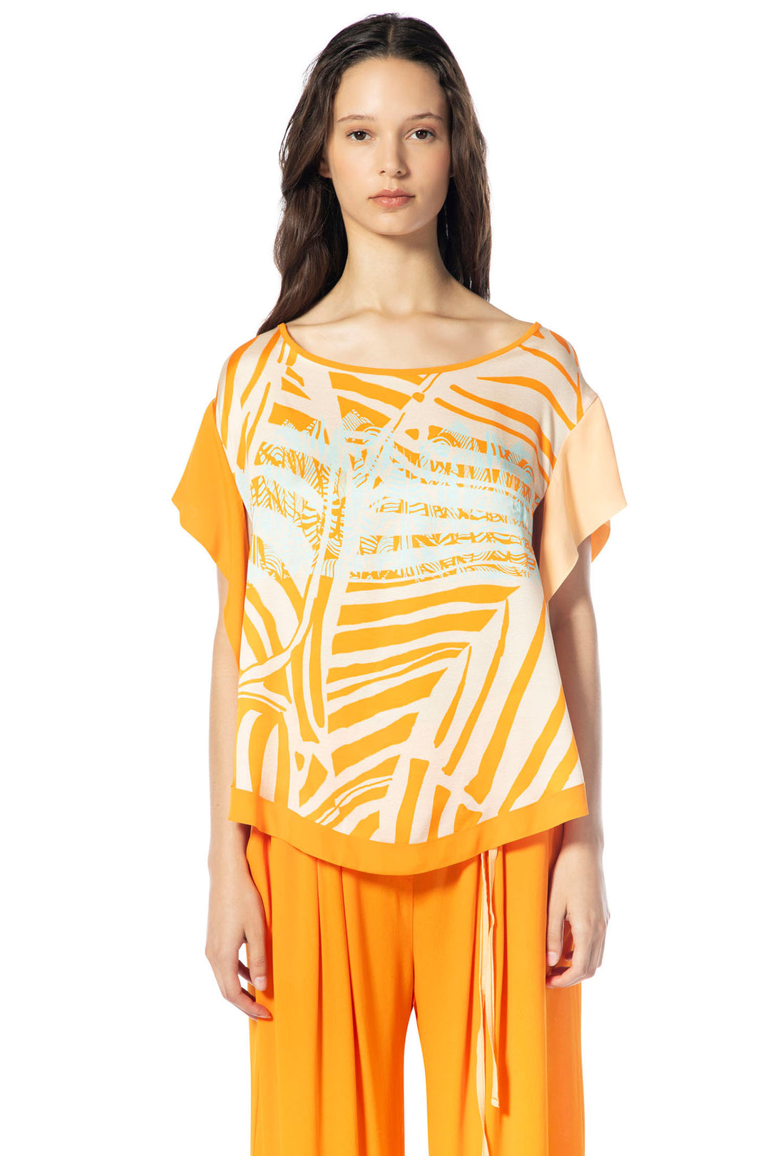 Elisa Cavaletti ELP245012706 Orange Palm Print Top