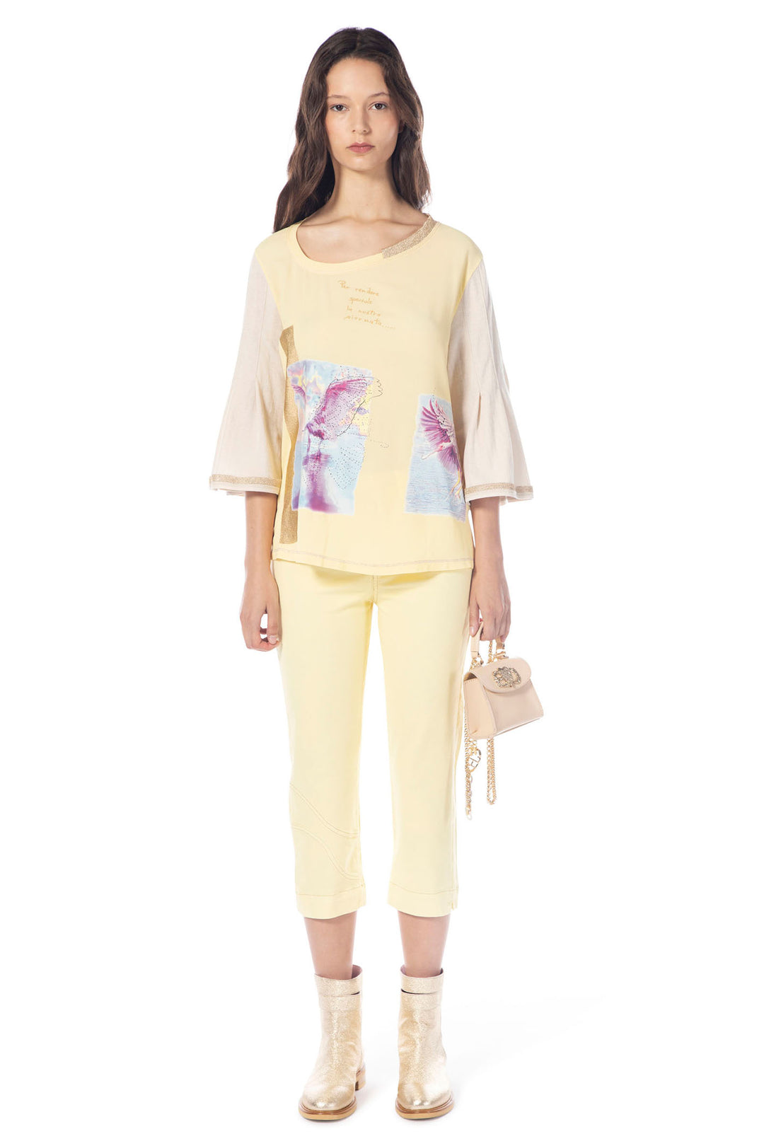 Elisa Cavaletti ELP245058600 Pastel Lemon Feather Top - Experience Boutique