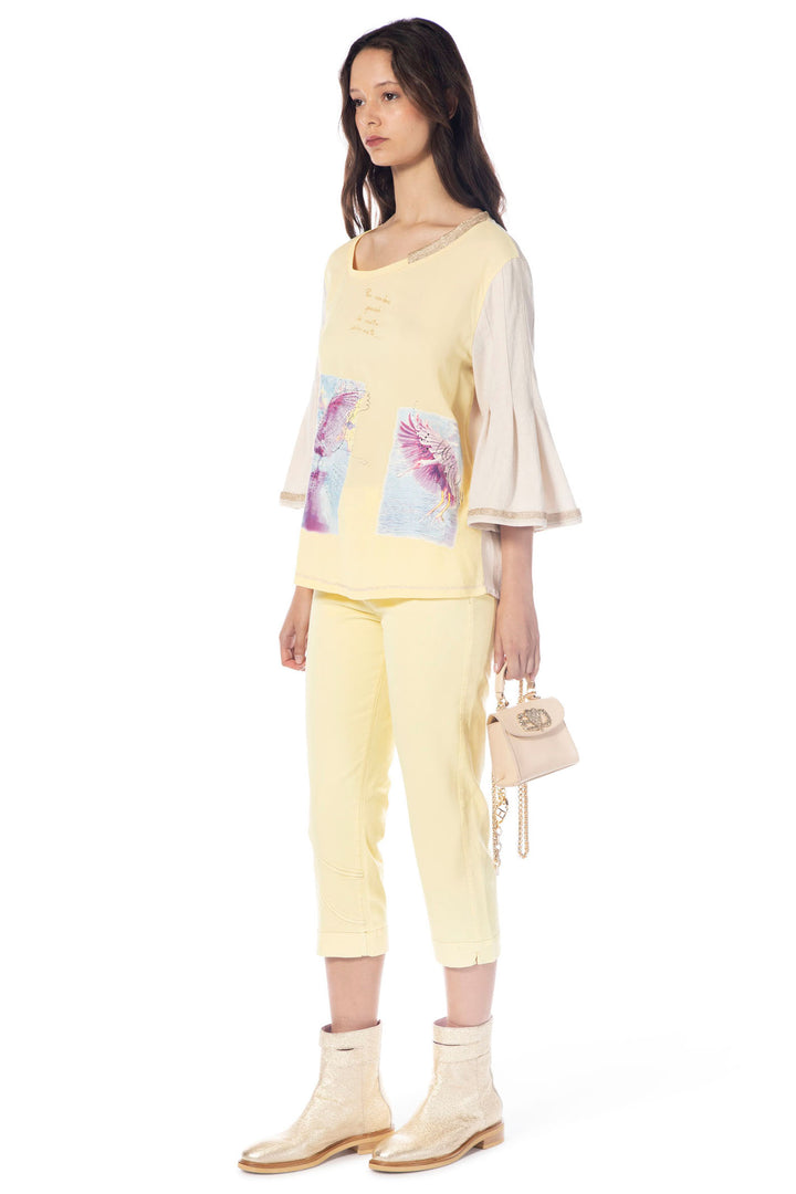 Elisa Cavaletti ELP245058600 Pastel Lemon Feather Top - Experience Boutique