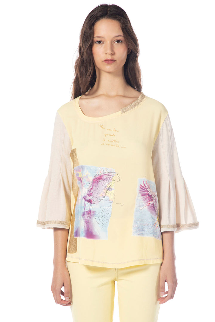 Elisa Cavaletti ELP245058600 Pastel Lemon Feather Top - Experience Boutique