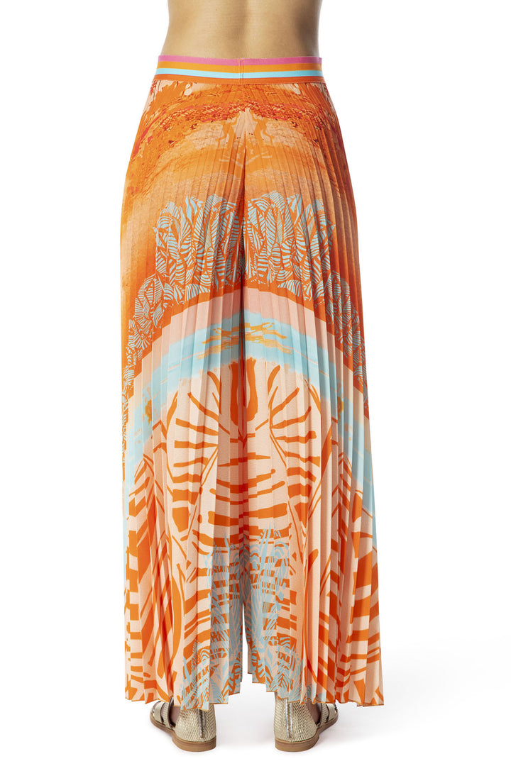 Elisa Cavaletti ELP246035200 Orange Palm Print Palazzo Trousers - Experience Boutique