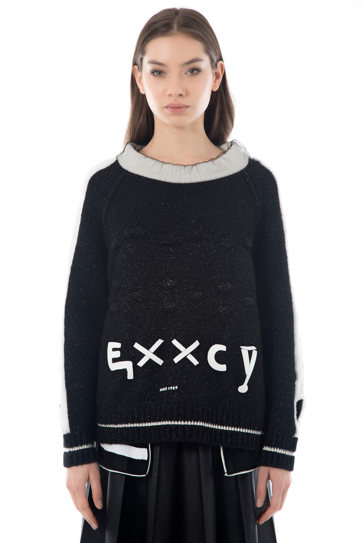 Elisa Cavaletti ELW234004600 02001 Black Lurex Knit Jumper - Experience Boutique