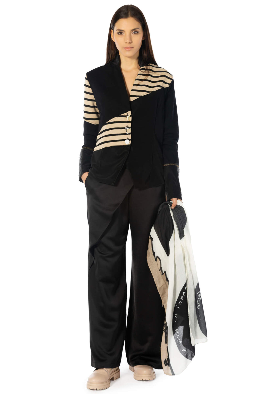 Elisa Cavaletti ELW237002810 Black Stripe Jacket - Experience Boutique