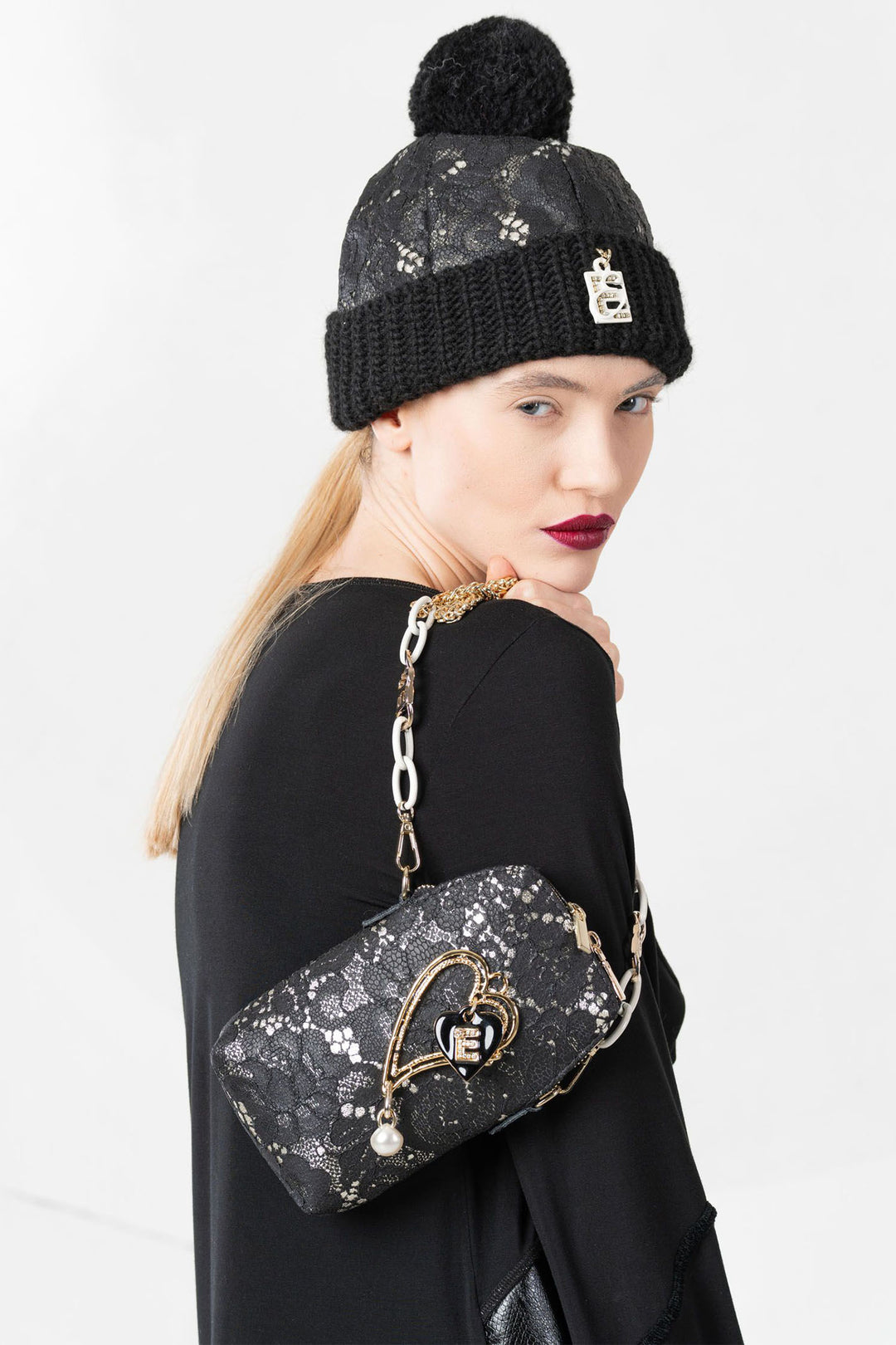 Elisa Cavaletti ELW240686502 Black Lace Crossbody Bag - Experience Boutique