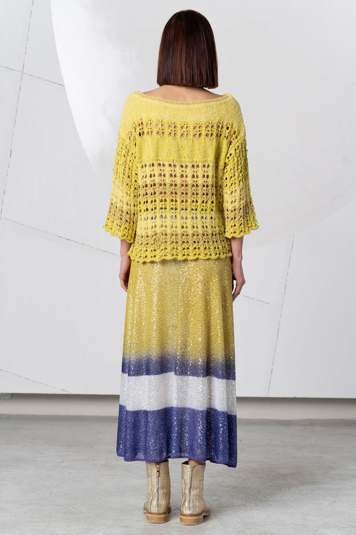 Elisa Cavaletti Jumper Crochet Knit Yellow ELP254076600 08061 - Experience Boutique