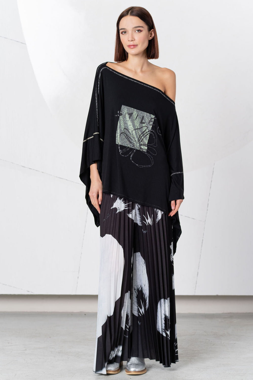Elisa Cavaletti Kaftan Black Smile Motif ELP255055903 02002 - Shirley Allum Boutique