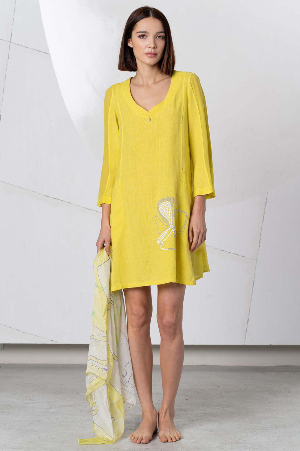 Elisa Cavaletti Kaftan Lime Linen EAP252050106 08061 - Experience Boutique