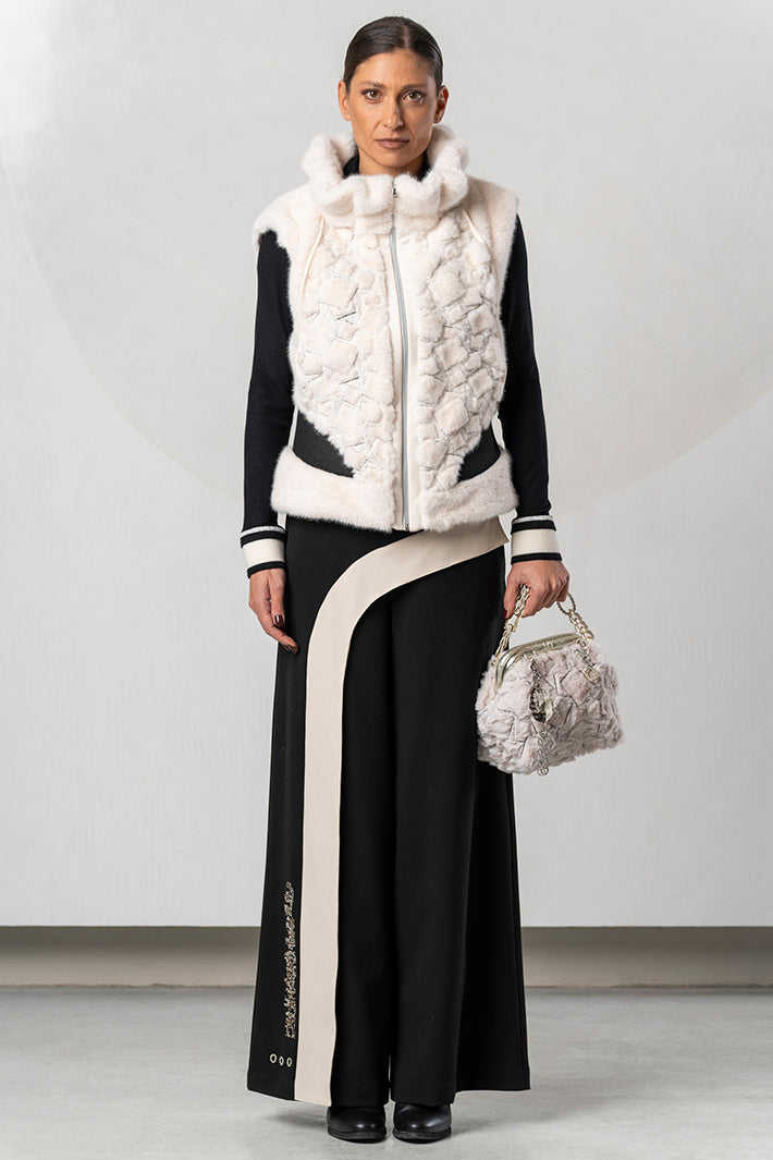 Elisa Cavaletti Off-White Faux Fur Gilet at Experience Boutique