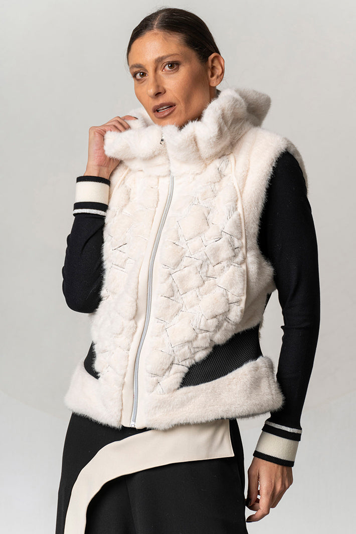 Elisa Cavaletti Off-White Faux Fur Gilet at Experience Boutique