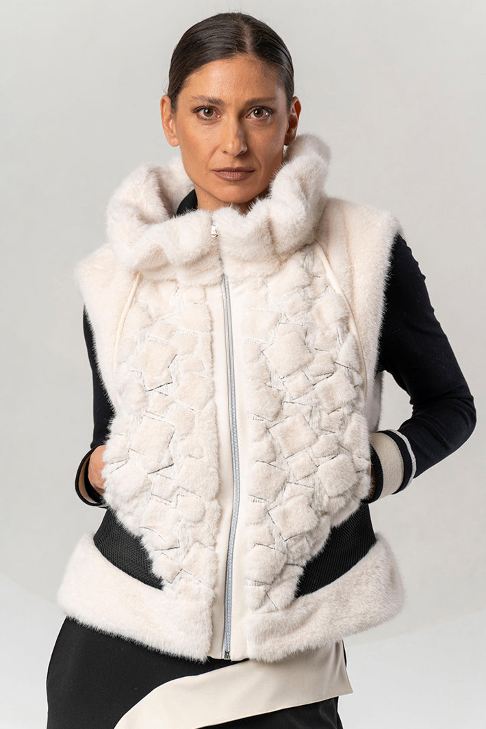 Elisa Cavaletti Off-White Faux Fur Gilet at Experience Boutique
