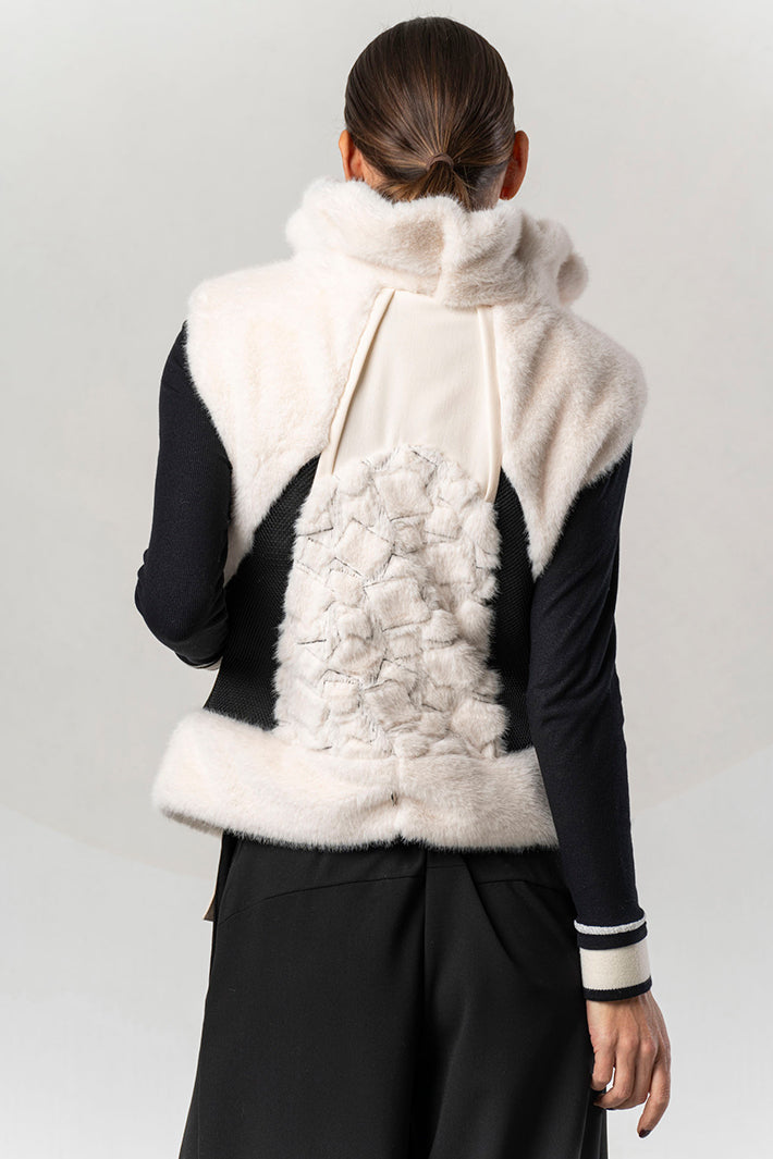 Elisa Cavaletti Off-White Faux Fur Gilet at Experience Boutique