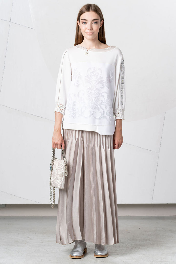 Elisa Cavaletti Pleated Trousers Pull-On Taupe EJP256023505 05079 - Experience Boutique