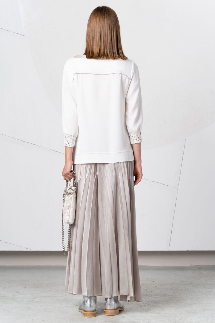 Elisa Cavaletti Pleated Trousers Pull-On Taupe EJP256023505 05079 - Experience Boutique