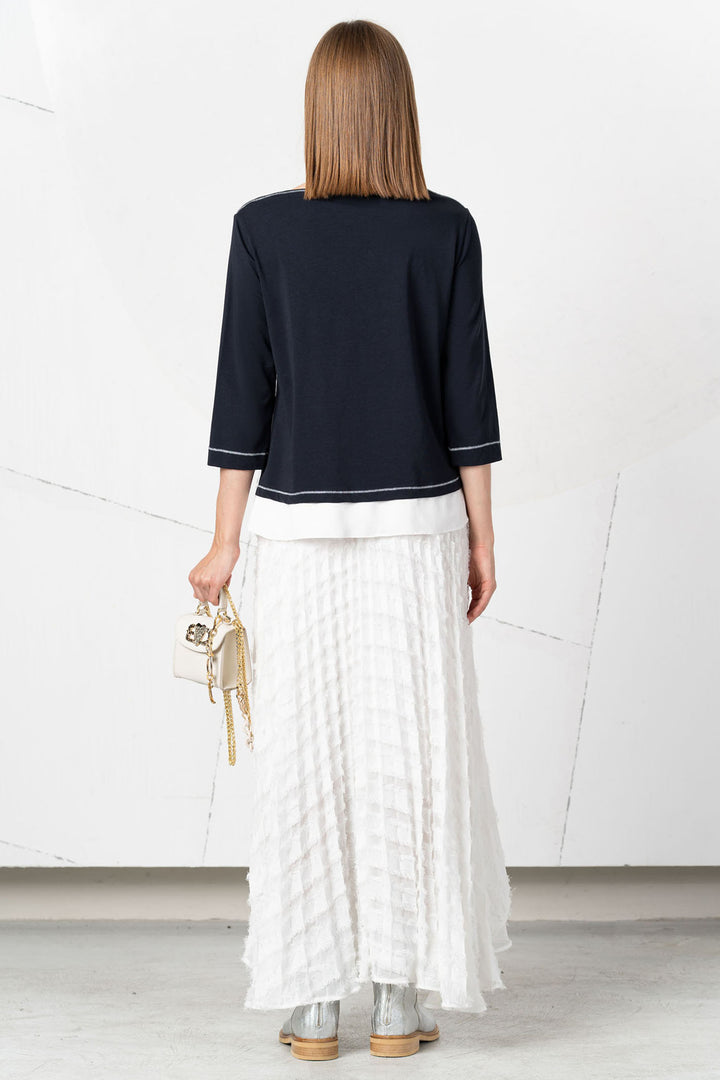 Elisa Cavaletti Top Boat Neck Diamante Detailing Navy EJP255065805 18082
