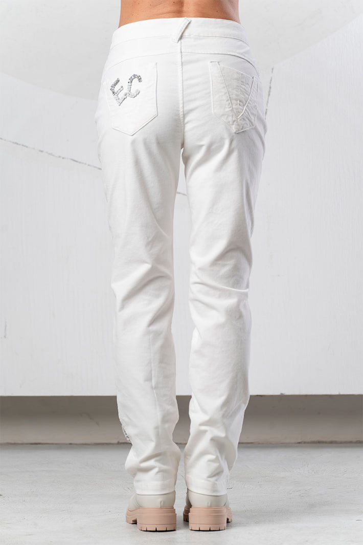 Elisa Cavaletti White Embroidered Jeans at Experience Boutique