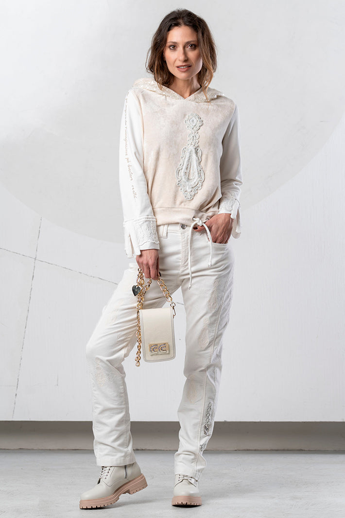 Elisa Cavaletti White Embroidered Jeans at Experience Boutique
