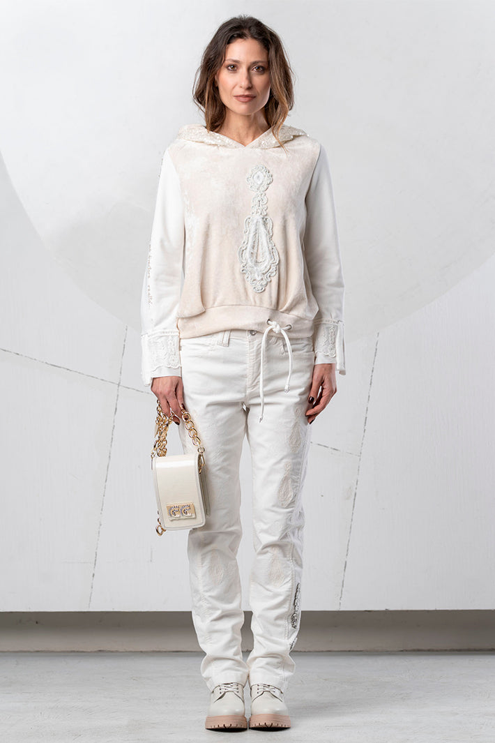 Elisa Cavaletti White Embroidered Jeans at Experience Boutique