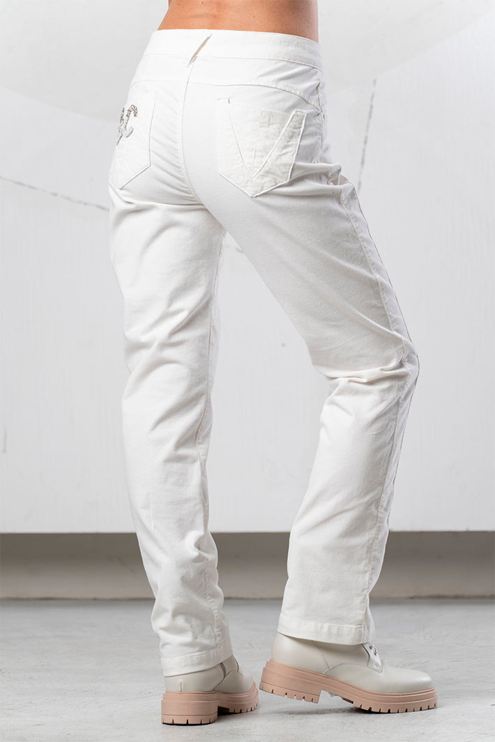 Elisa Cavaletti White Embroidered Jeans at Experience Boutique