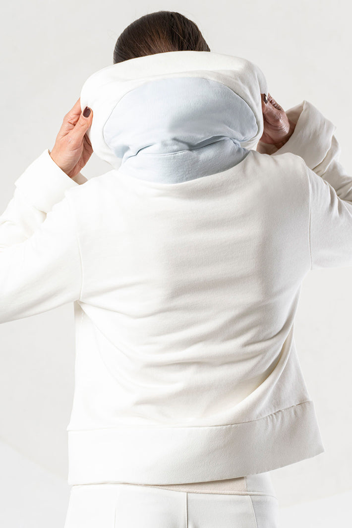 Elisa Cavaletti White Hooded Sweat Jacket at Experience Boutique