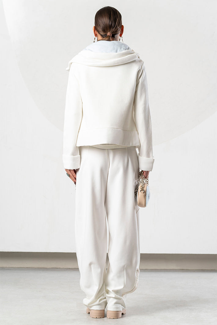 Elisa Cavaletti White Hooded Sweat Jacket at Experience Boutique