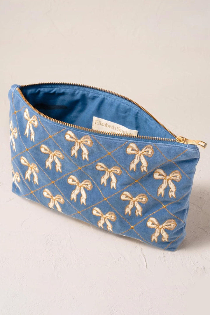 Elizabeth Scarlett Blue Lattice Bows Everyday Pouch