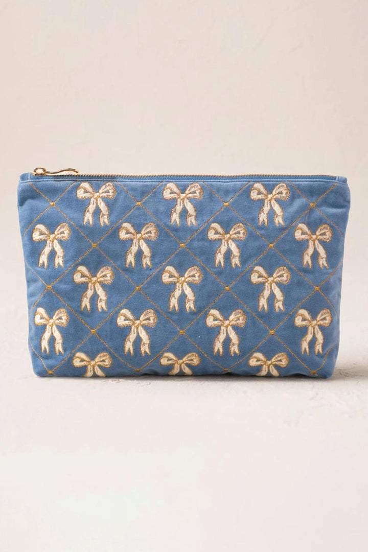 Elizabeth Scarlett Blue Lattice Bows Everyday Pouch