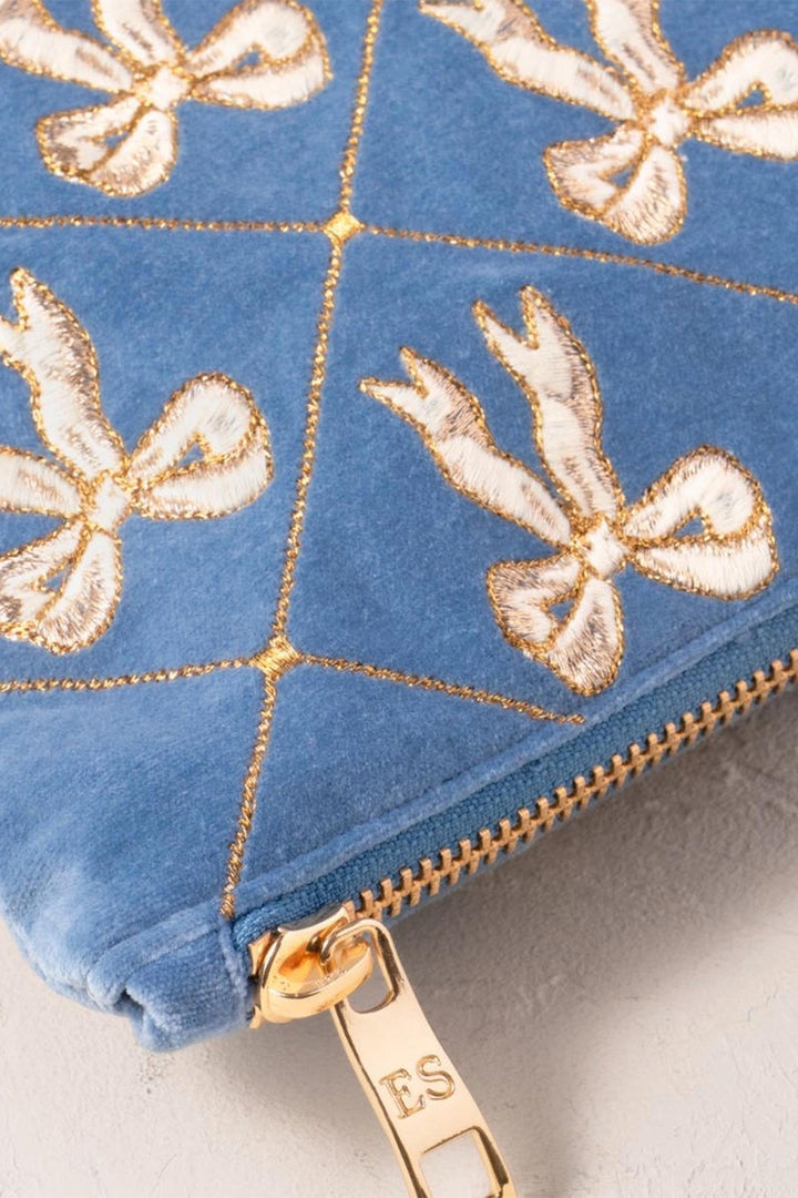 Elizabeth Scarlett Blue Lattice Bows Everyday Pouch