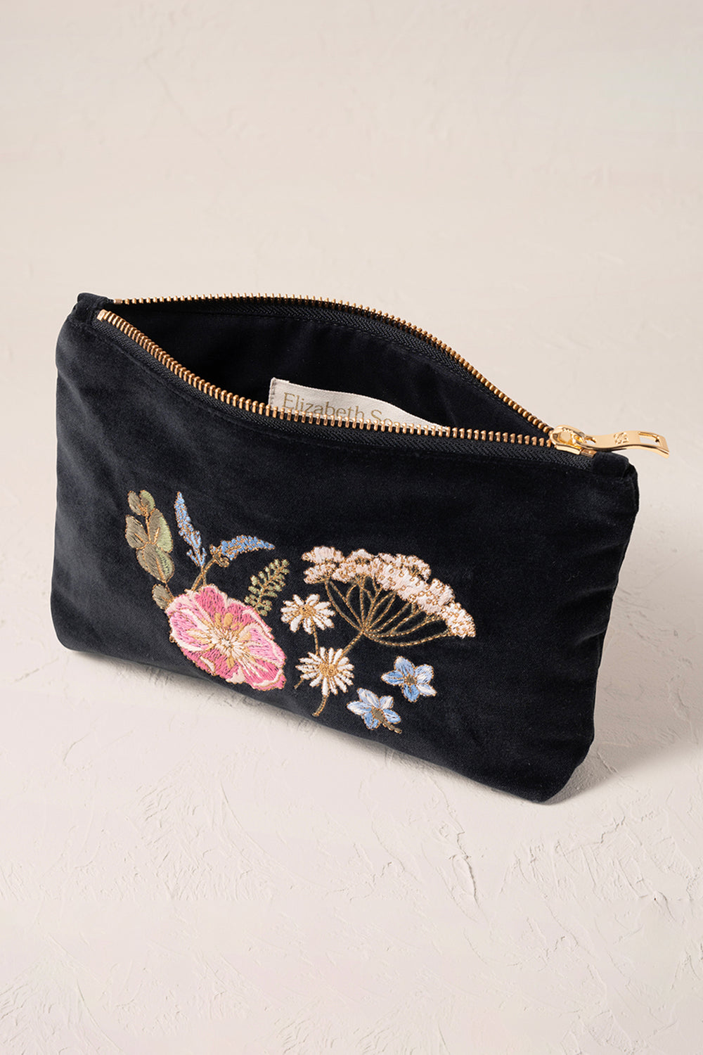 Elizabeth Scarlett Charcoal Pressed Flowers Mini Pouch