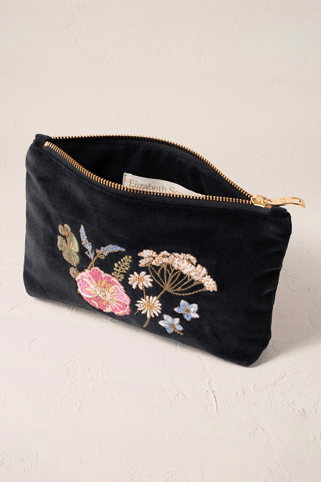 Elizabeth Scarlett Charcoal Pressed Flowers Mini Pouch