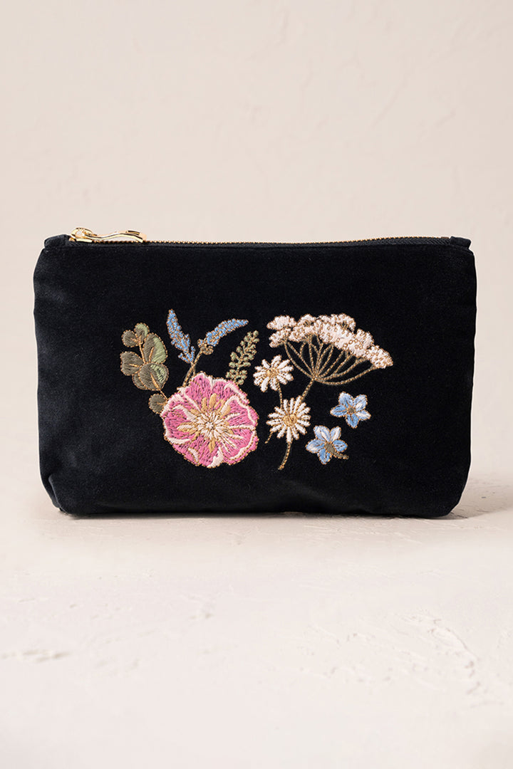 Elizabeth Scarlett Charcoal Pressed Flowers Mini Pouch