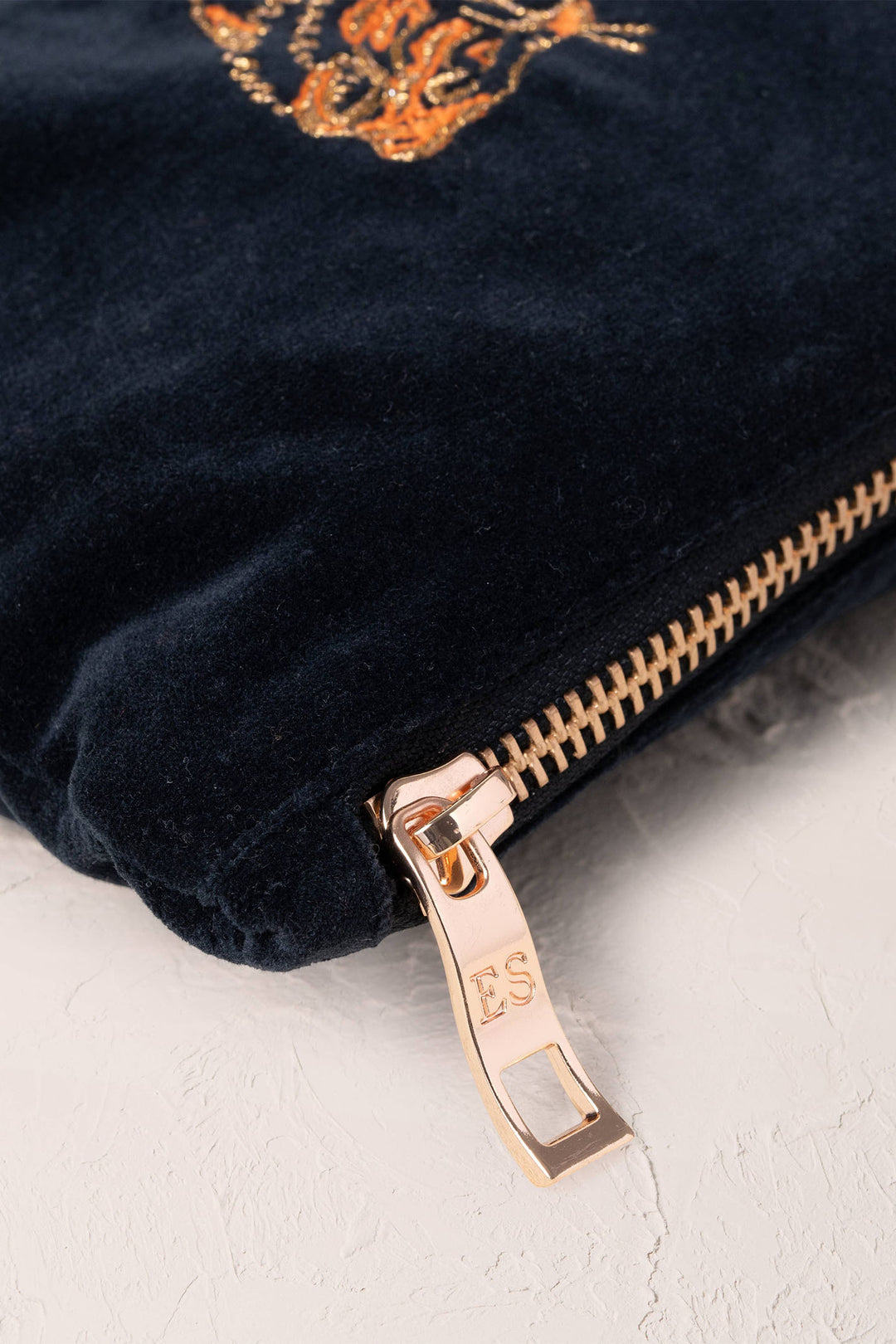 Elizabeth Scarlett Charcoal Tiger Mini Velvet Pouch - Experience Boutique