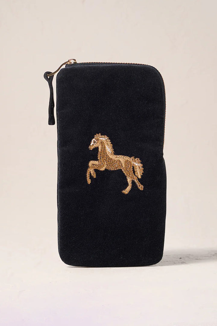 Elizabeth Scarlett Charcoal Wild Horses Glasses Case